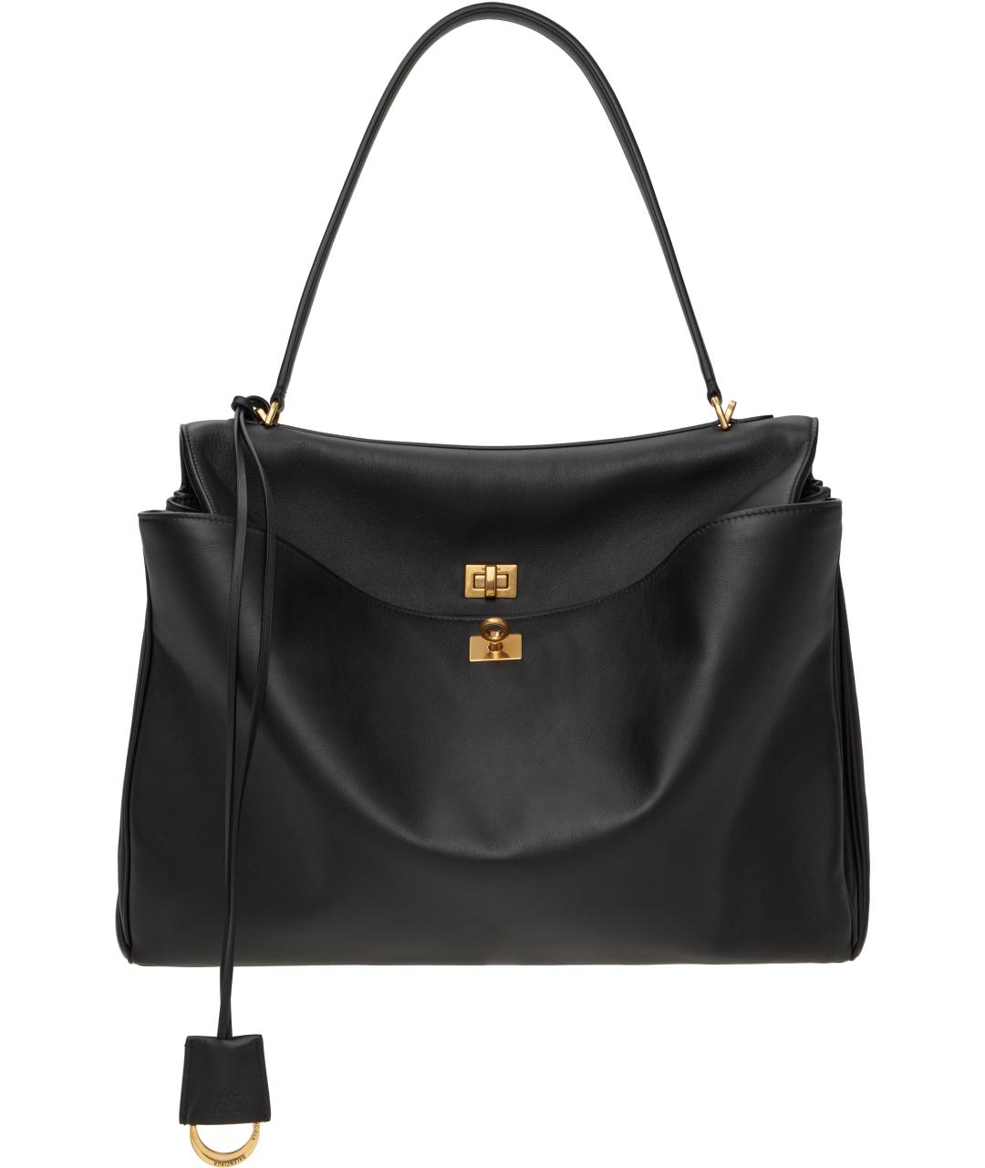 BALENCIAGA Черная кожаная сумка с короткими ручками, фото 1