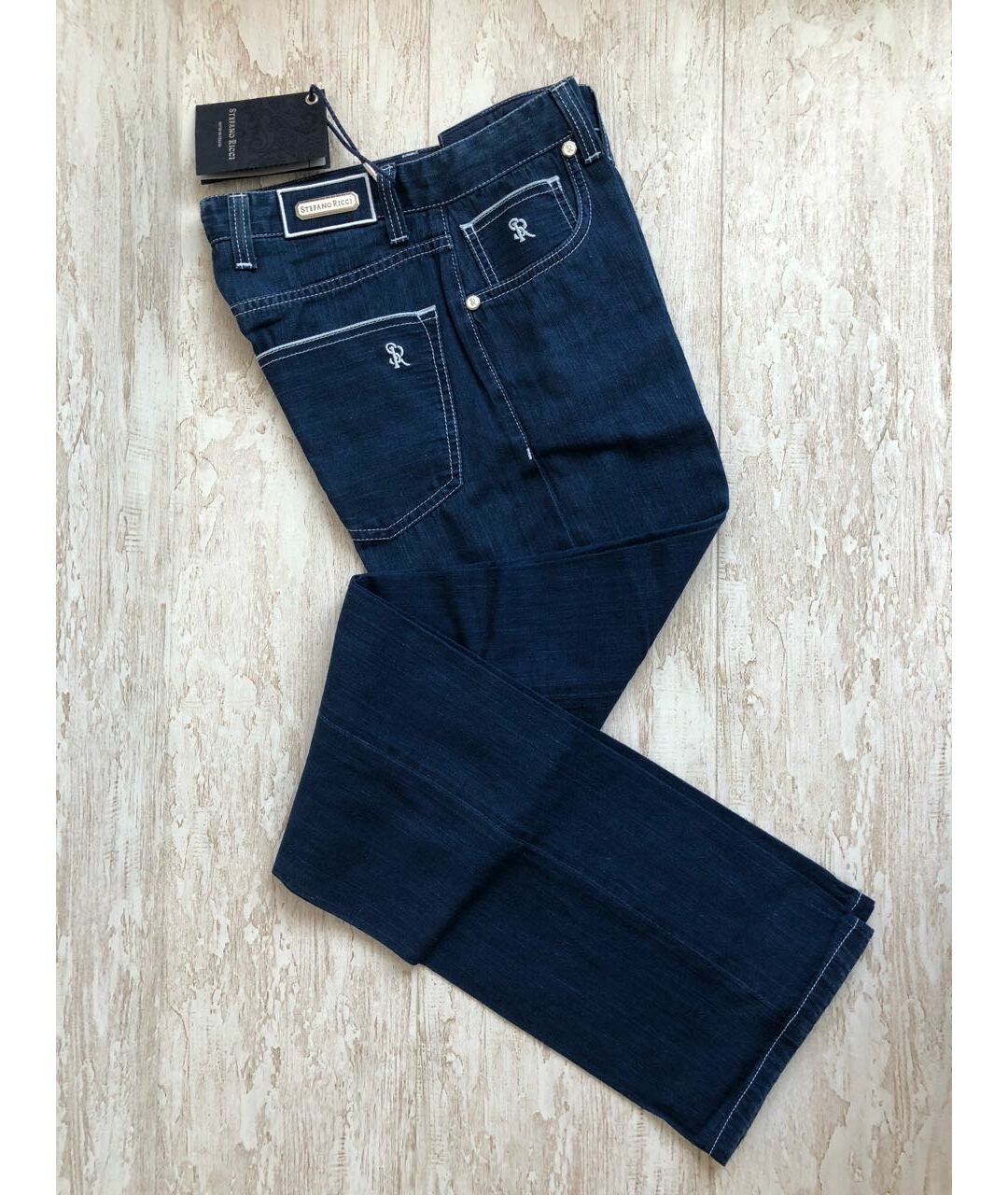 STEFANO RICCI Темно-синие хлопковые джинсы, фото 2