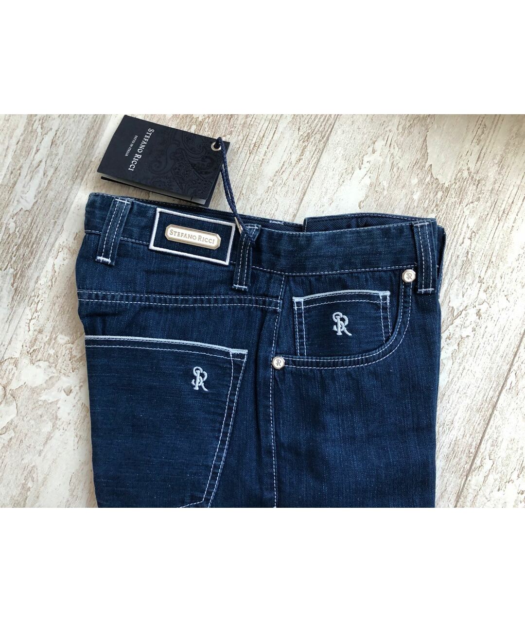 STEFANO RICCI Темно-синие хлопковые джинсы, фото 4