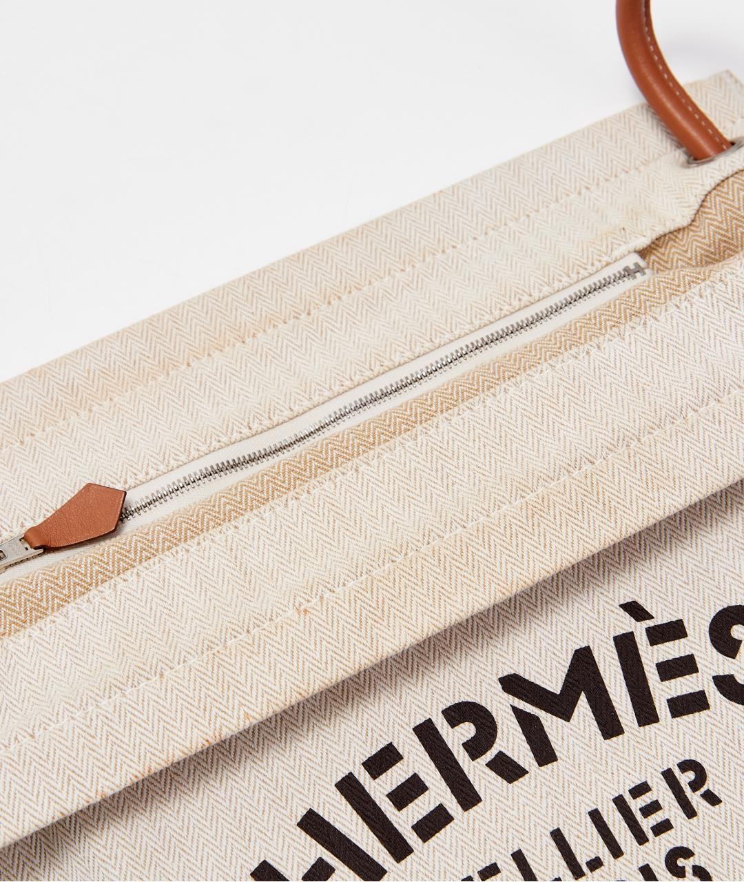 HERMES Бежевая тканевая сумка через плечо, фото 3