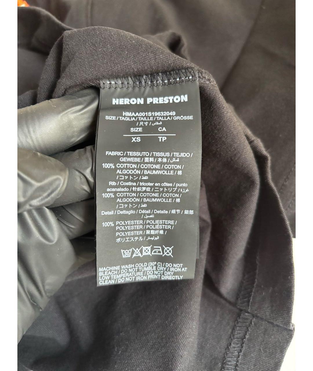 HERON PRESTON Черная хлопковая футболка, фото 7
