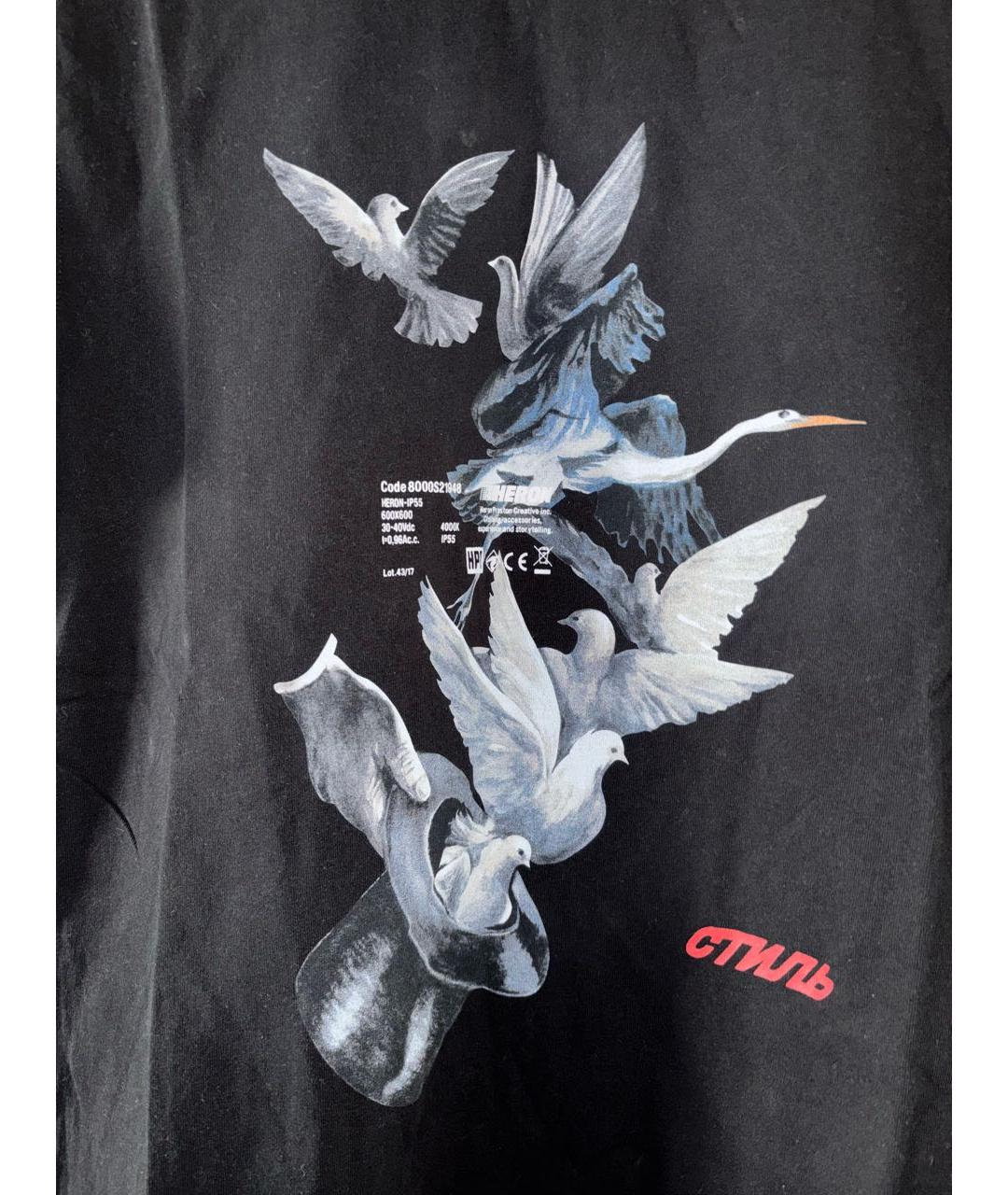 HERON PRESTON Черная хлопковая футболка, фото 4