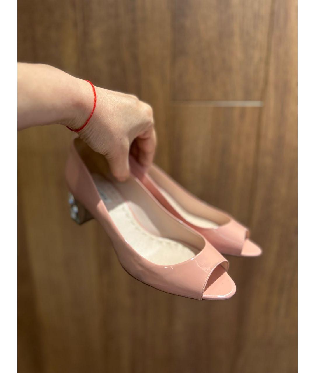 MIU MIU Бежевые босоножки из лакированной кожи, фото 5