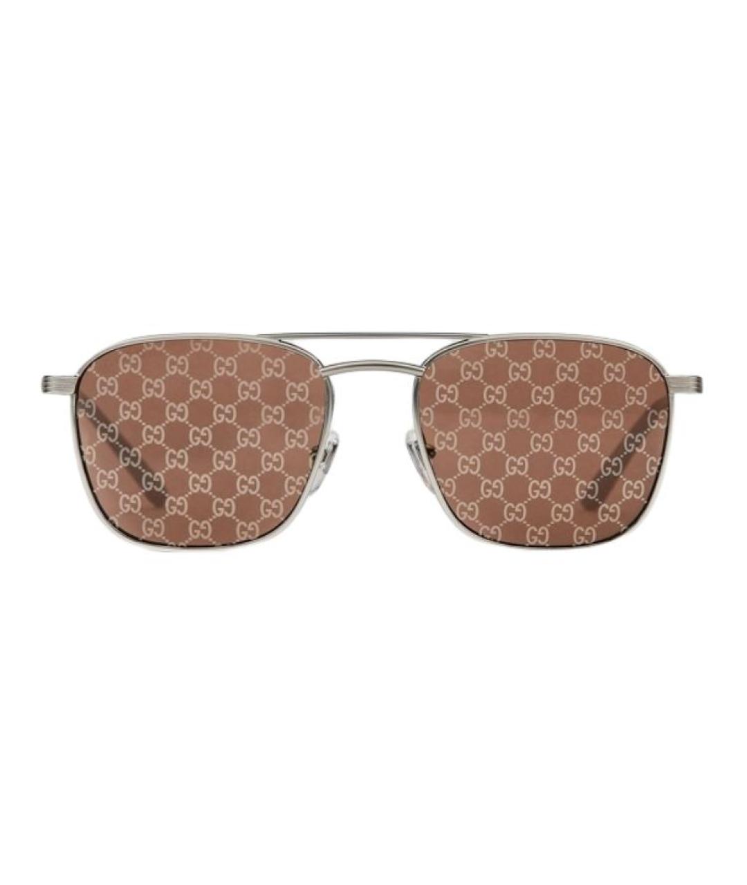 GUCCI Серебряные металлические солнцезащитные очки, фото 2