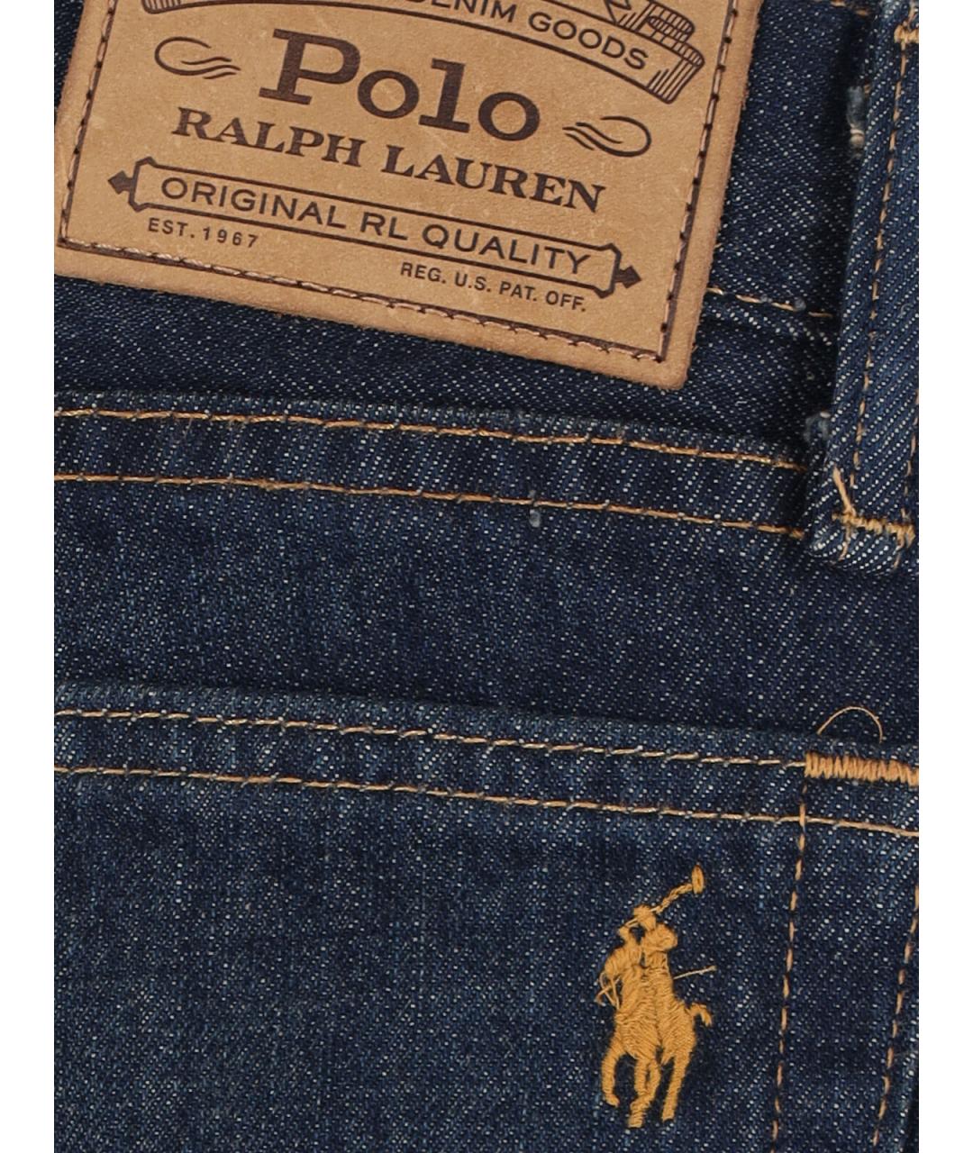 POLO RALPH LAUREN Синие хлопковые прямые джинсы, фото 4