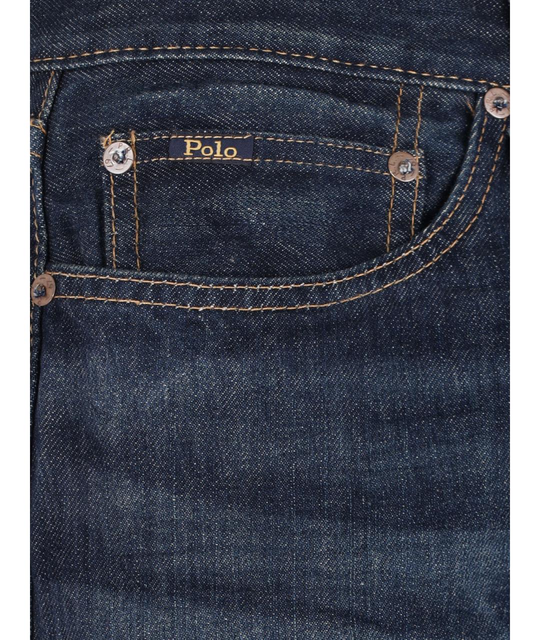 POLO RALPH LAUREN Синие хлопковые прямые джинсы, фото 5