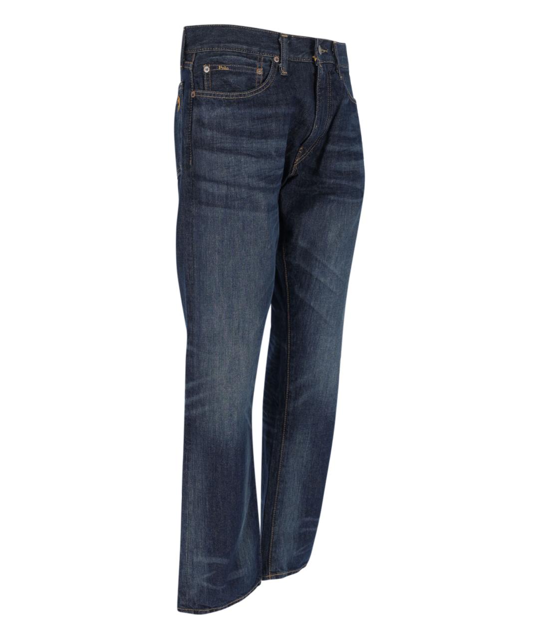POLO RALPH LAUREN Синие хлопковые прямые джинсы, фото 3