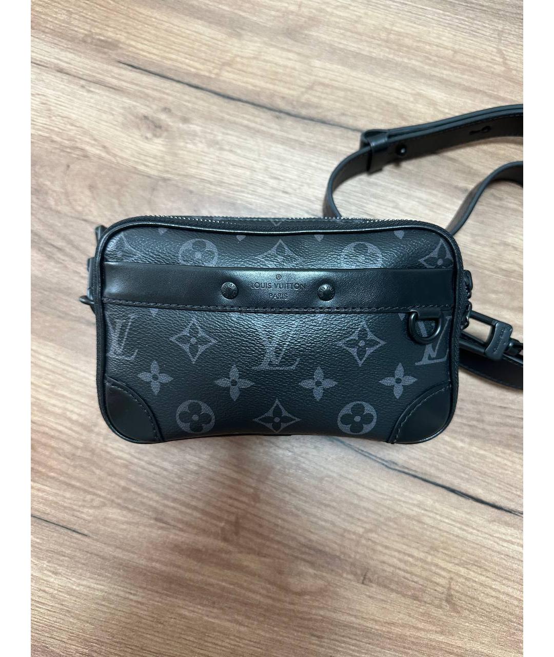 LOUIS VUITTON Черная кожаная сумка на плечо, фото 5