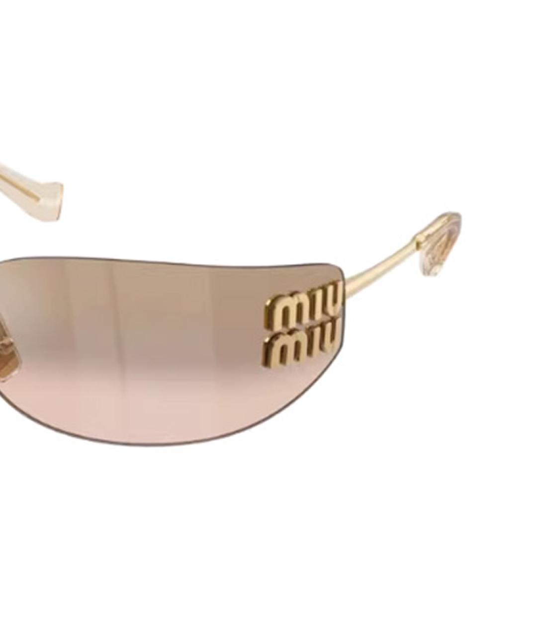 MIU MIU Золотые металлические солнцезащитные очки, фото 3