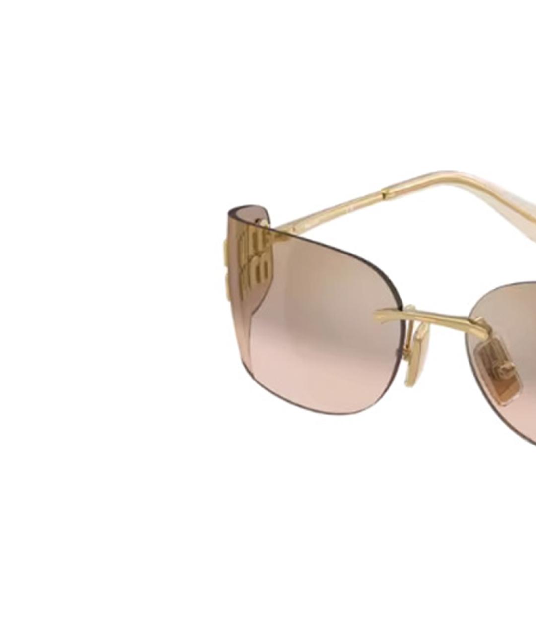 MIU MIU Золотые металлические солнцезащитные очки, фото 2