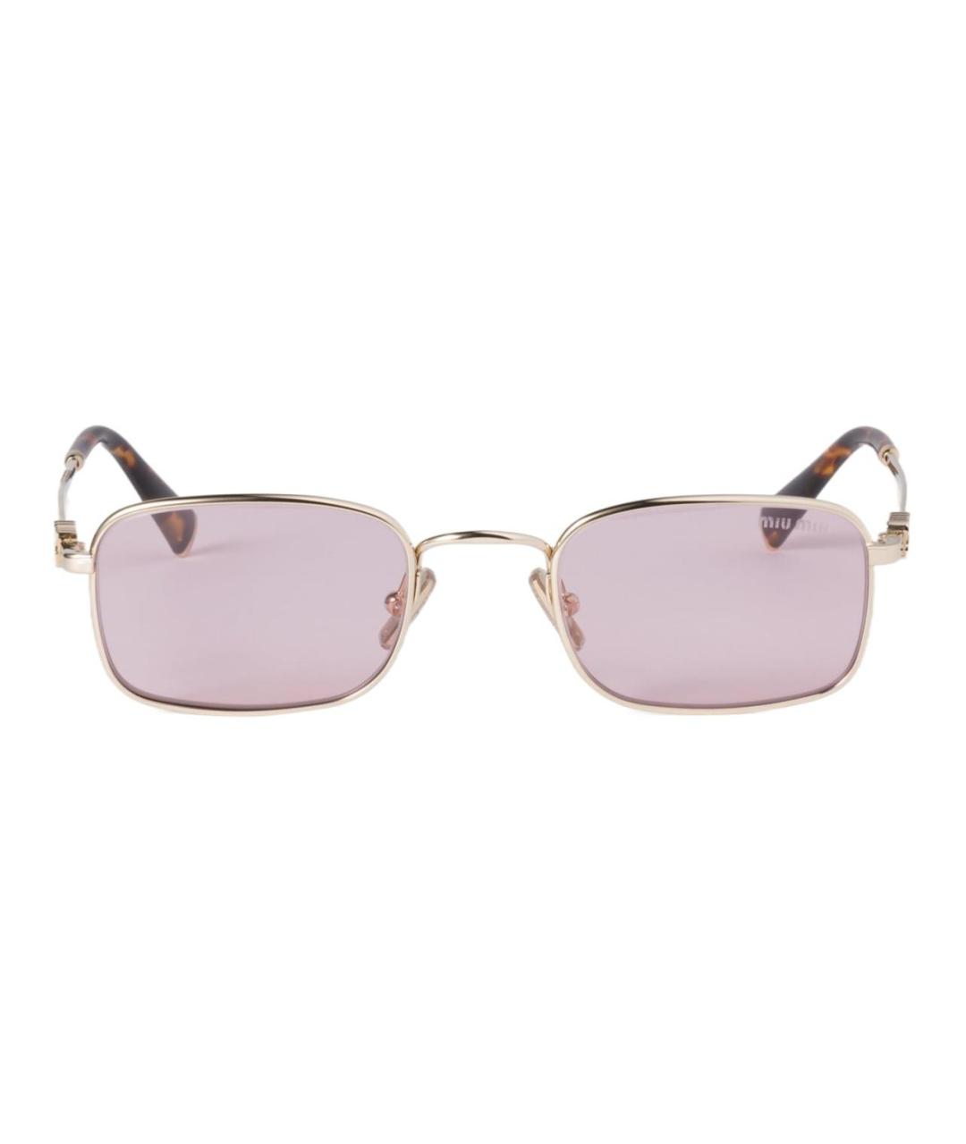 MIU MIU Золотые металлические солнцезащитные очки, фото 1