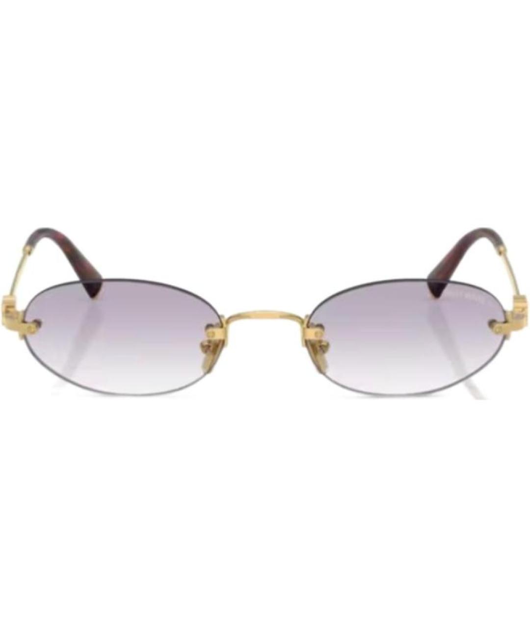 MIU MIU Золотые металлические солнцезащитные очки, фото 2