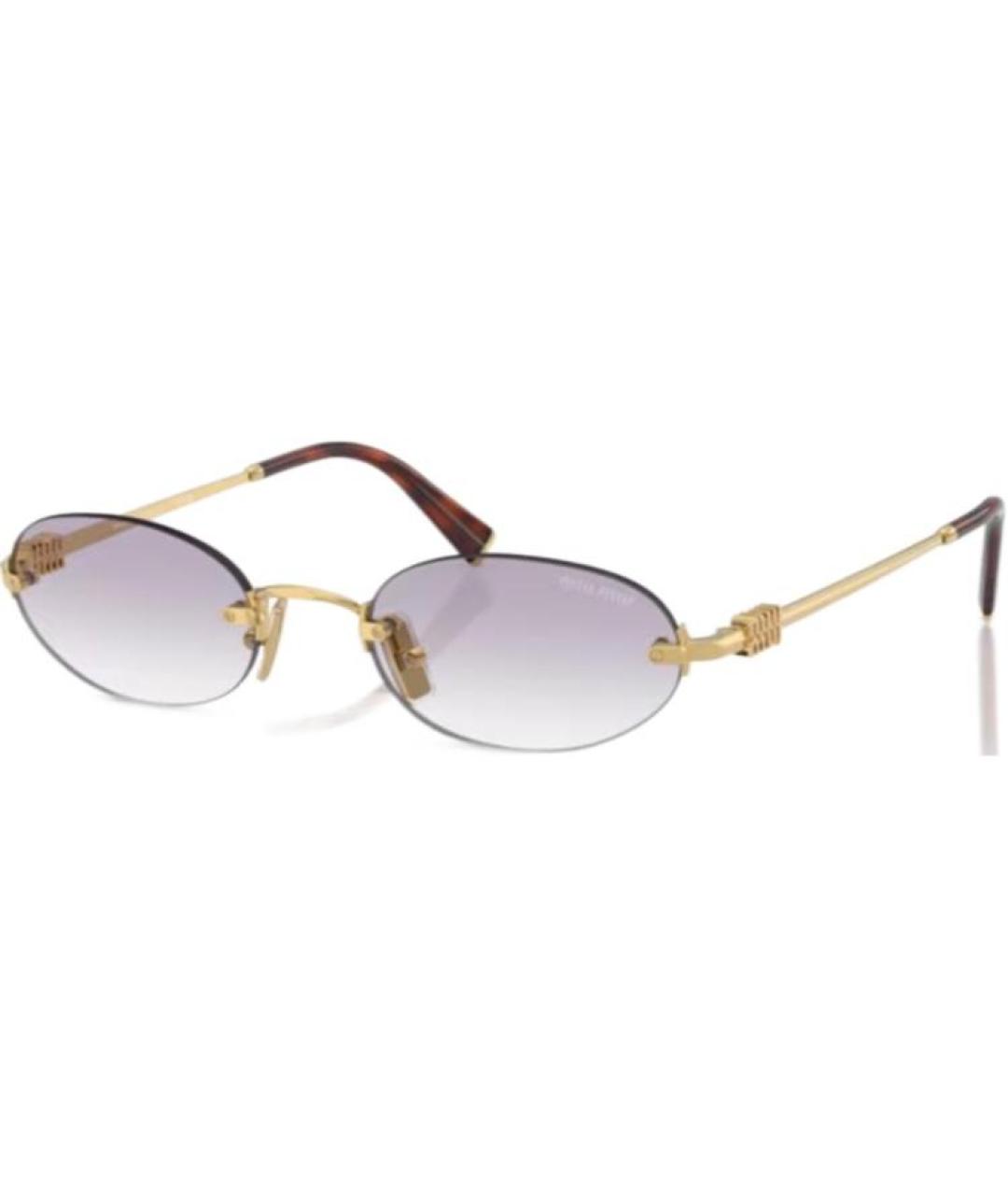MIU MIU Золотые металлические солнцезащитные очки, фото 1