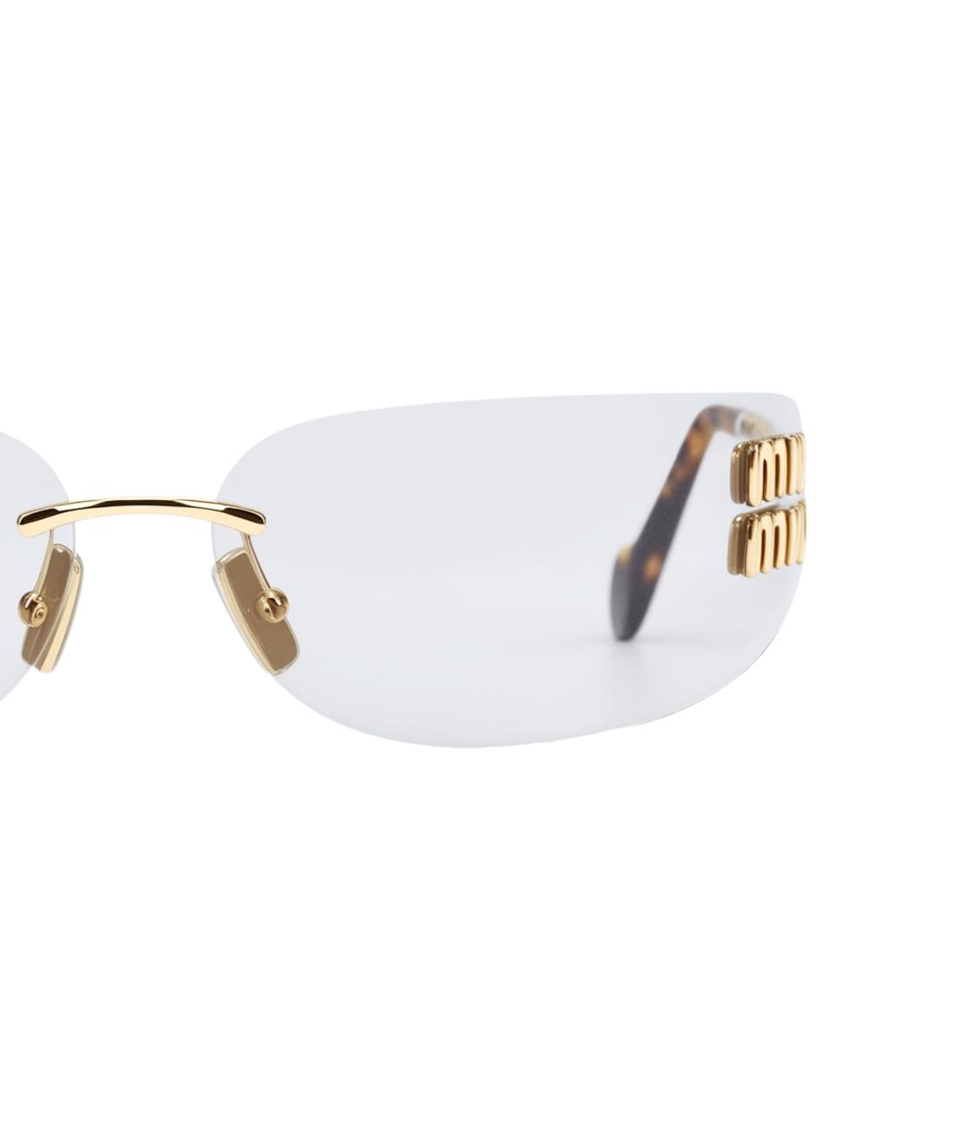 MIU MIU Золотые металлические солнцезащитные очки, фото 4