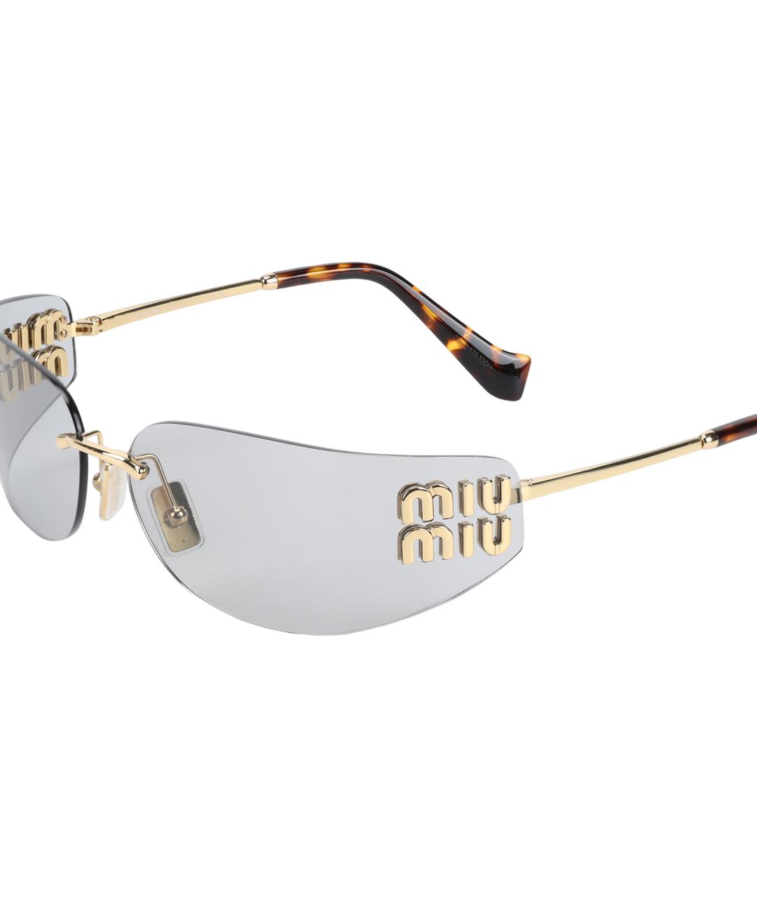 MIU MIU Золотые металлические солнцезащитные очки, фото 5