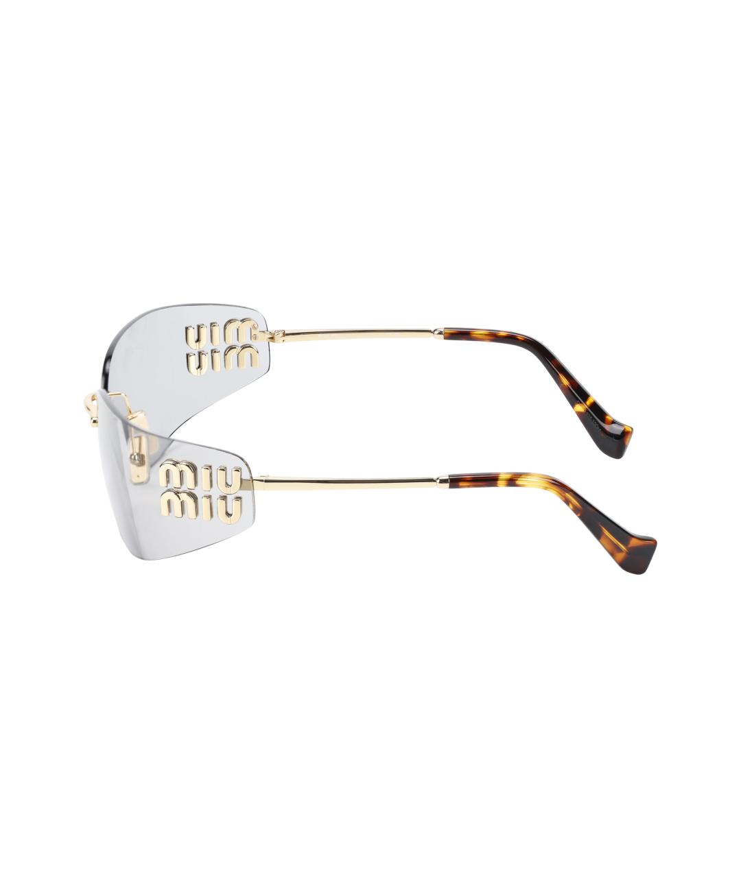 MIU MIU Золотые металлические солнцезащитные очки, фото 3