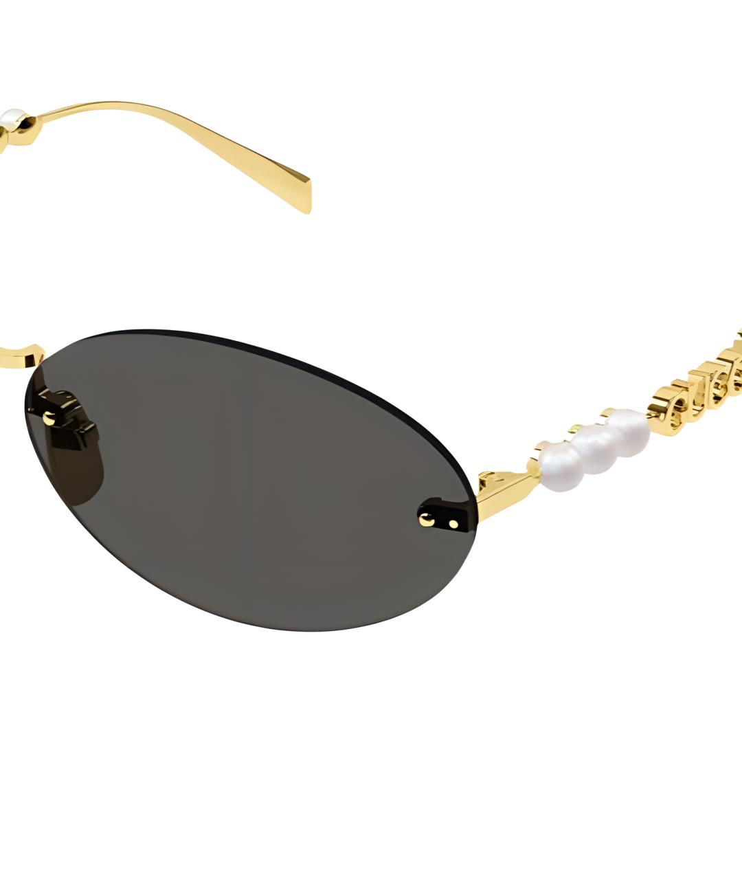 GUCCI Золотые металлические солнцезащитные очки, фото 2