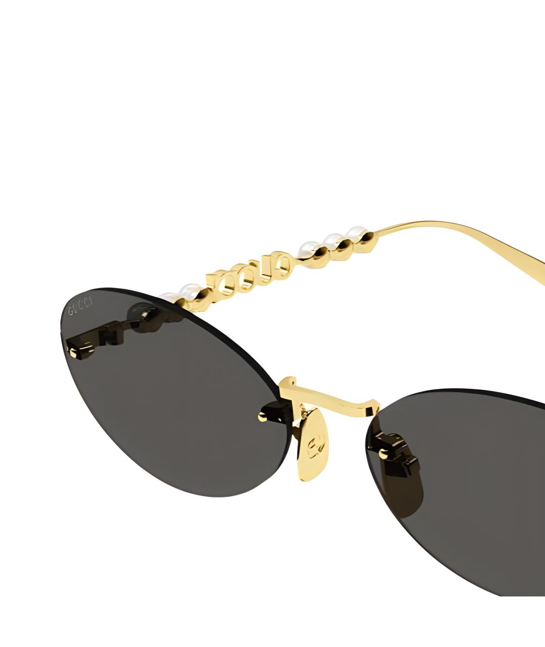 GUCCI Золотые металлические солнцезащитные очки, фото 3