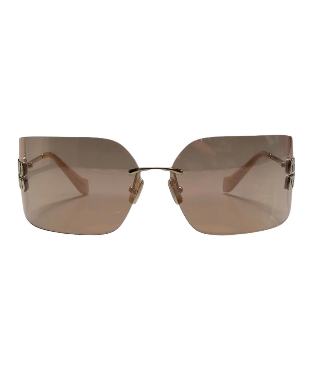 MIU MIU Золотые металлические солнцезащитные очки, фото 1