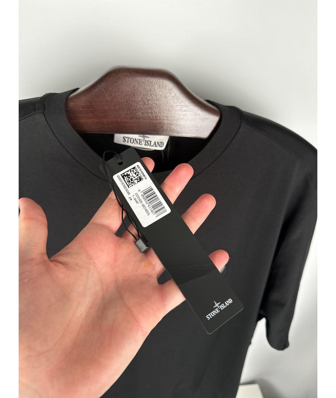 STONE ISLAND Черная хлопковая футболка, фото 6