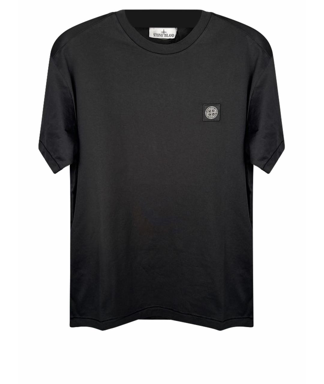 STONE ISLAND Черная хлопковая футболка, фото 1