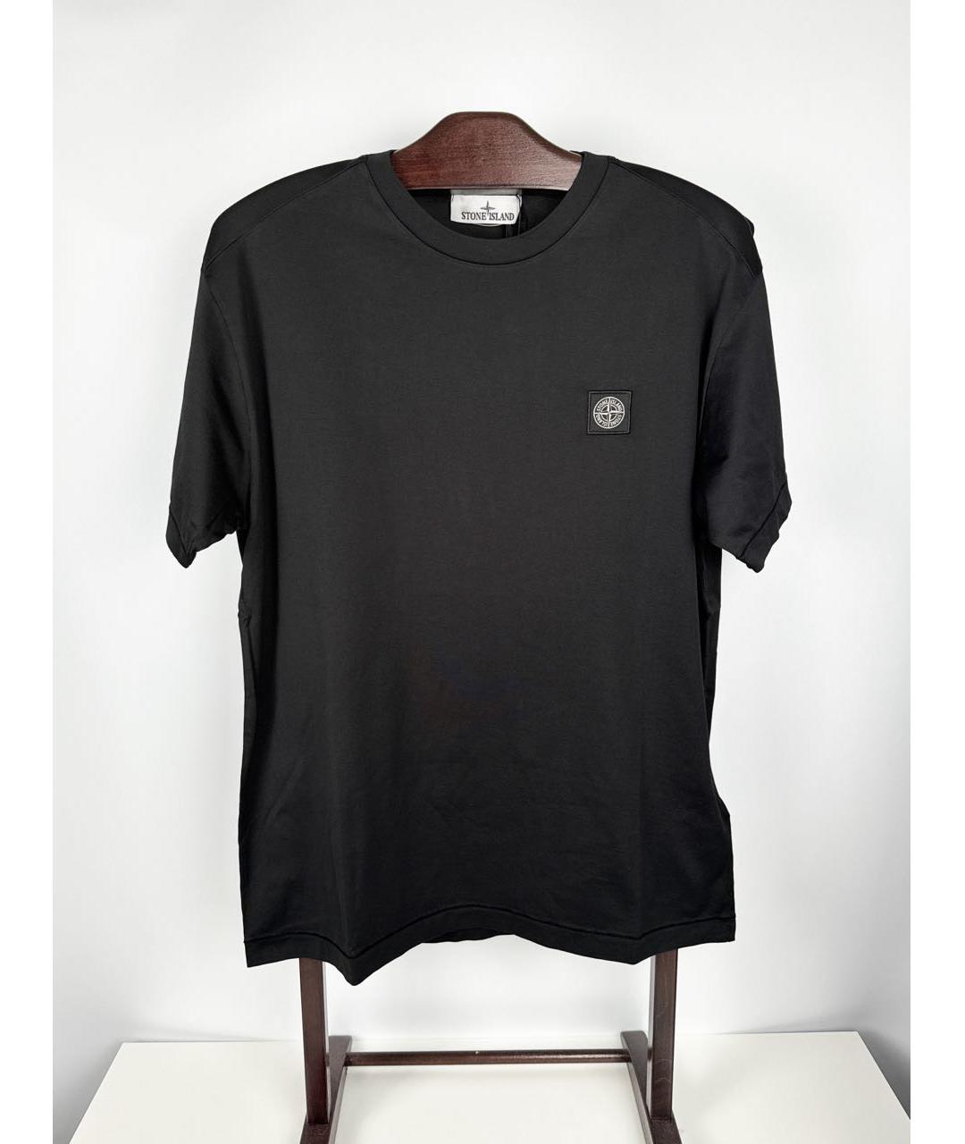 STONE ISLAND Черная хлопковая футболка, фото 8
