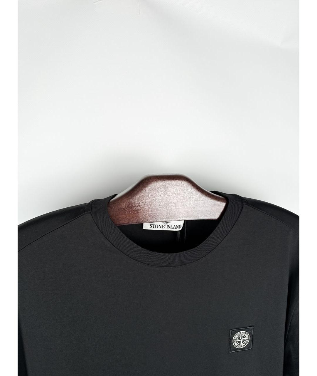 STONE ISLAND Черная хлопковая футболка, фото 3