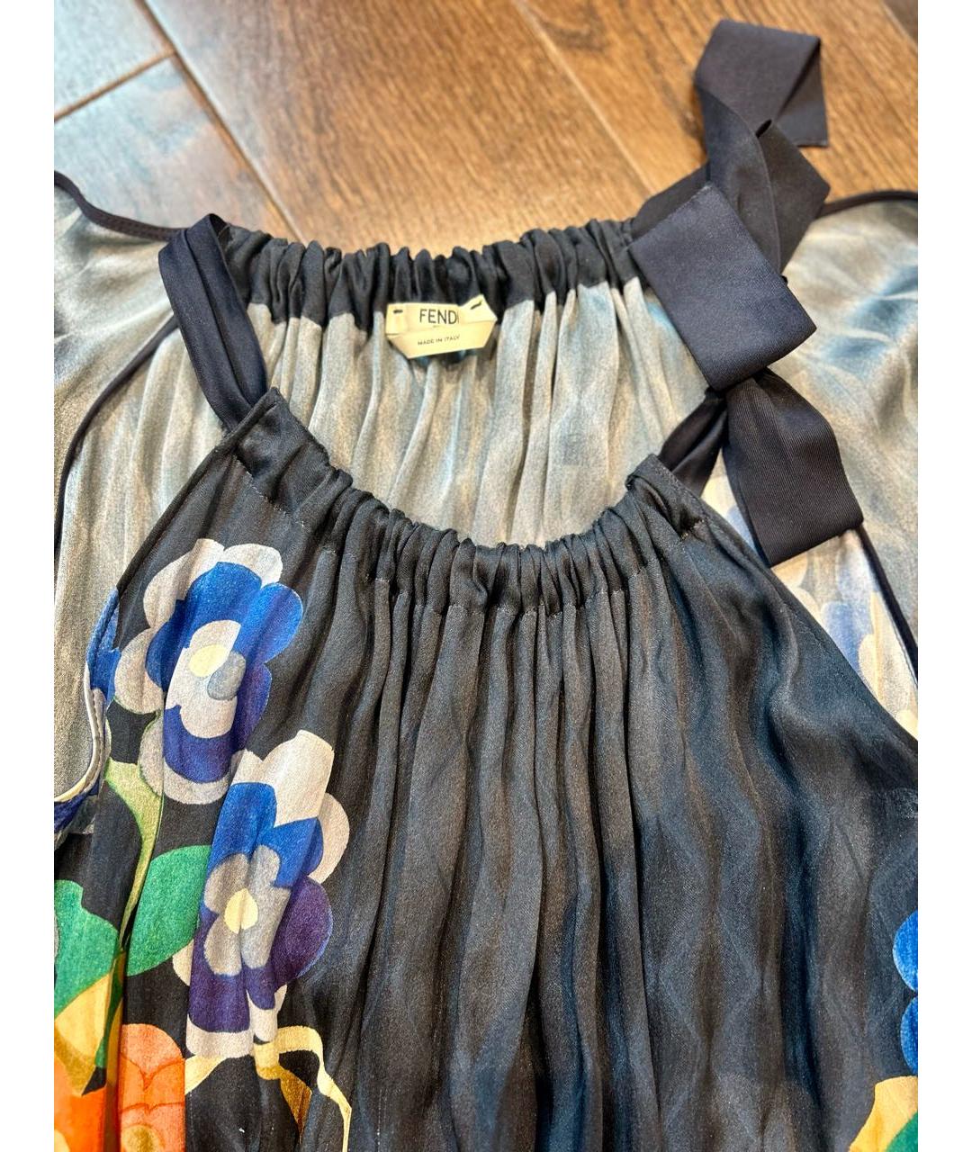 FENDI Мульти шелковое платье, фото 3