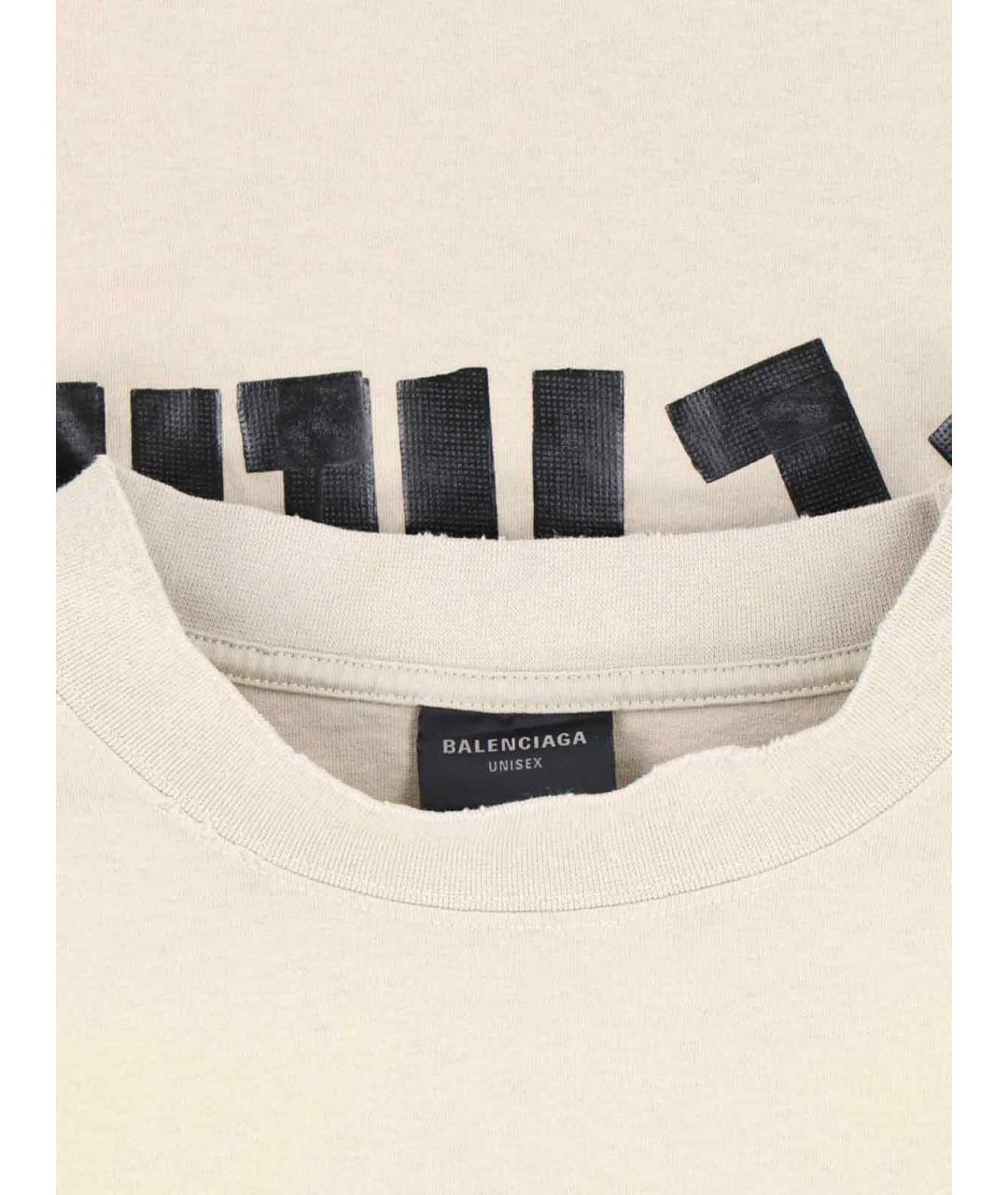 BALENCIAGA Бежевая хлопковая футболка, фото 3