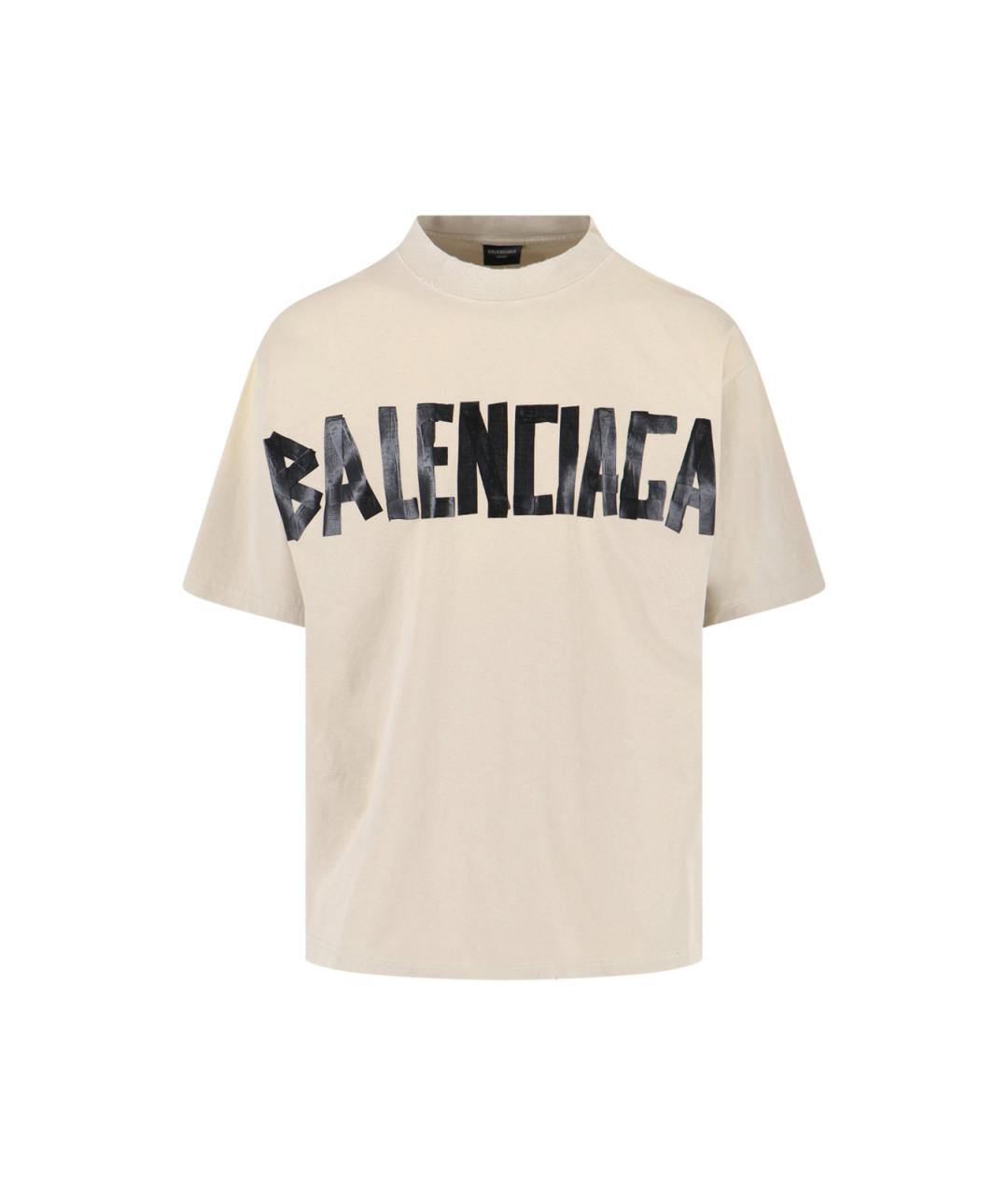 BALENCIAGA Бежевая хлопковая футболка, фото 1