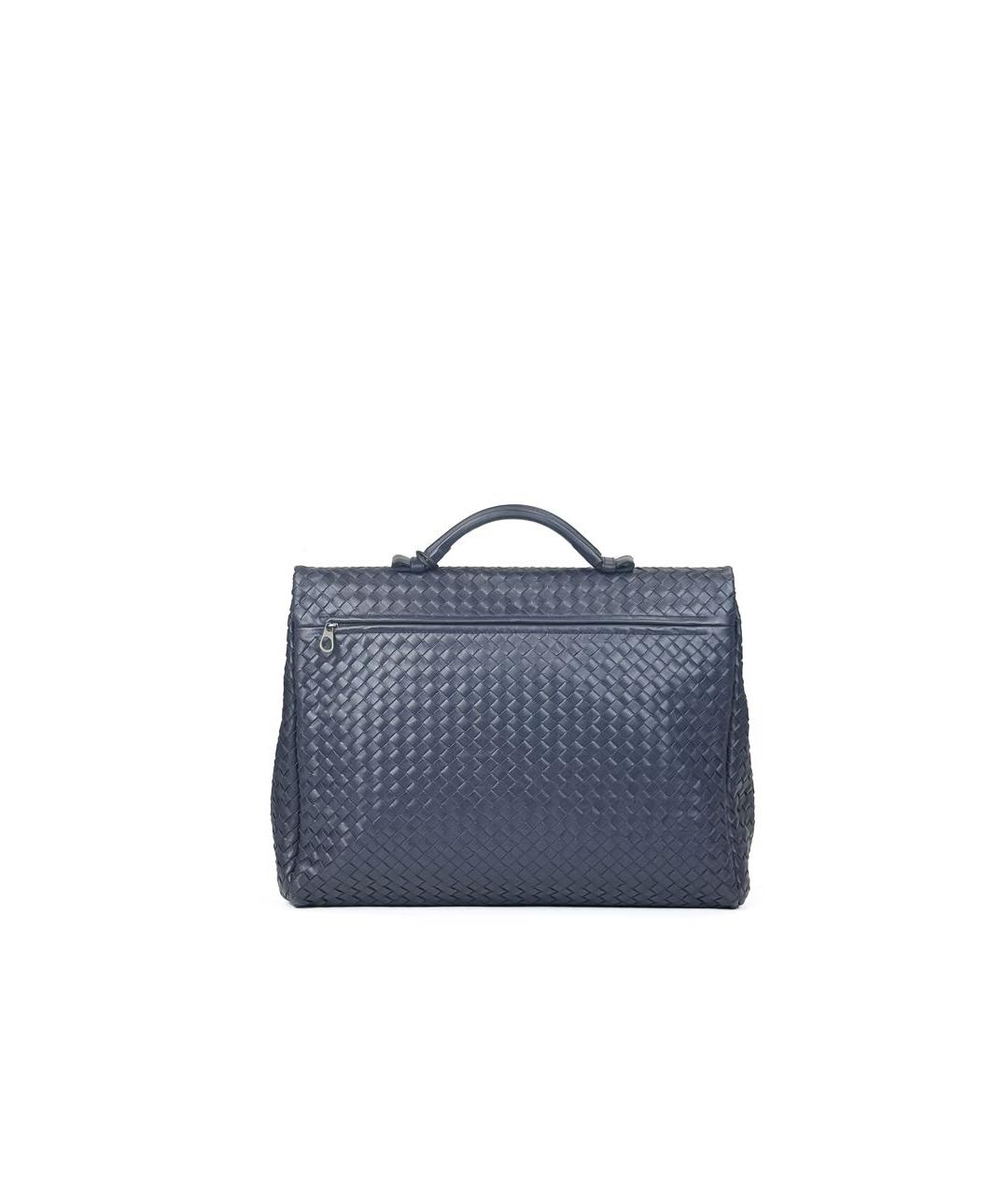 BOTTEGA VENETA Темно-синий кожаный портфель, фото 3