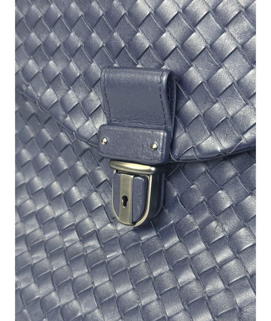 BOTTEGA VENETA Темно-синий кожаный портфель, фото 7