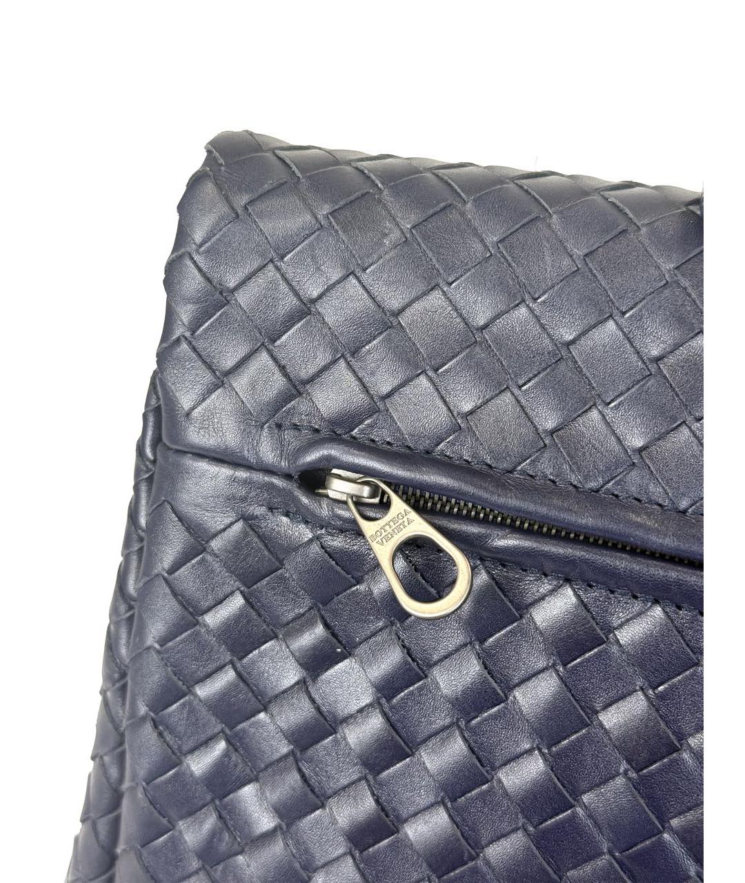 BOTTEGA VENETA Темно-синий кожаный портфель, фото 6