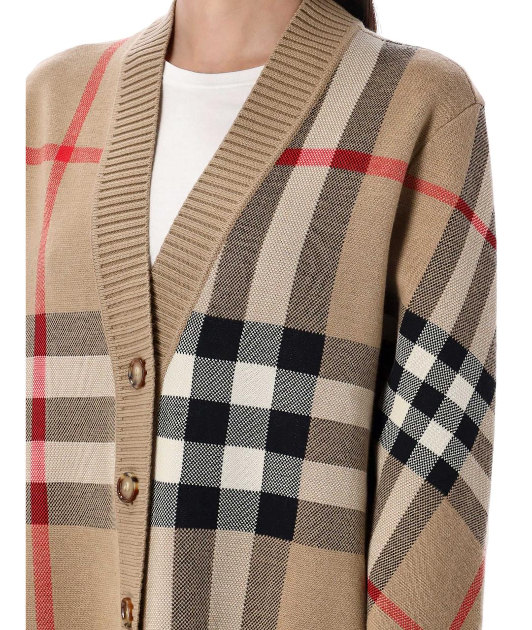 BURBERRY Бежевый полиэстеровый кардиган, фото 4