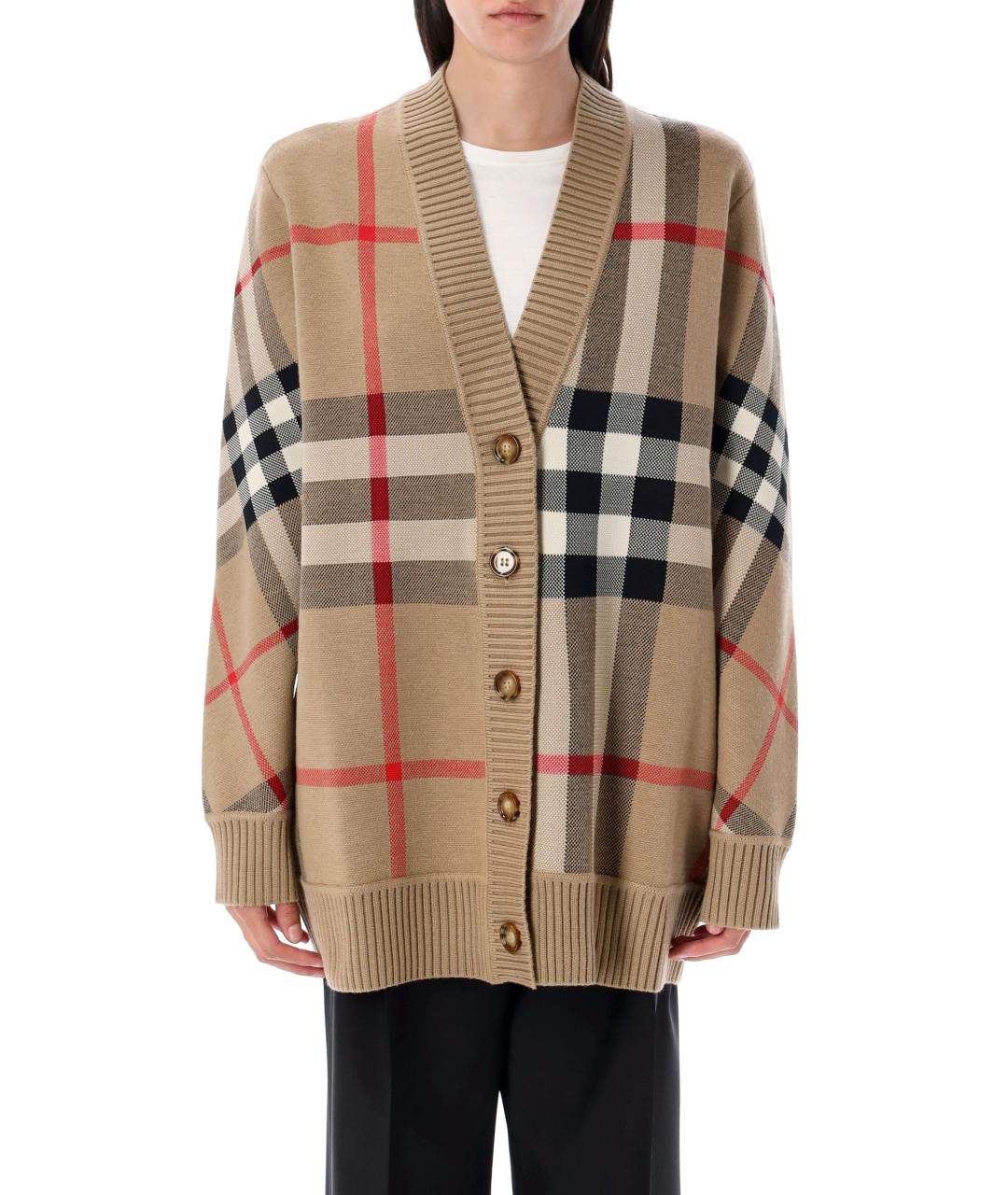 BURBERRY Бежевый полиэстеровый кардиган, фото 2