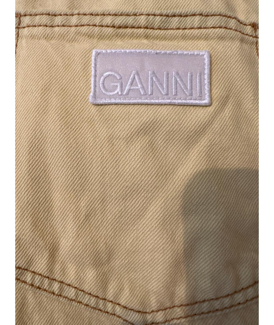 GANNI Желтые хлопковые прямые джинсы, фото 4