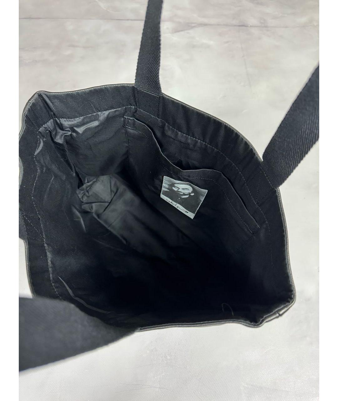 YOHJI YAMAMOTO Черная кожаная сумка тоут, фото 5
