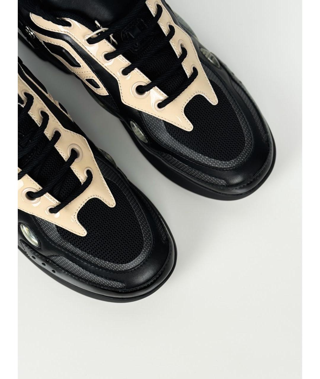 RAF SIMONS Черные кожаные низкие кроссовки / кеды, фото 4