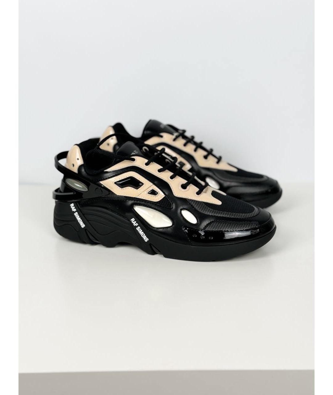 RAF SIMONS Черные кожаные низкие кроссовки / кеды, фото 3