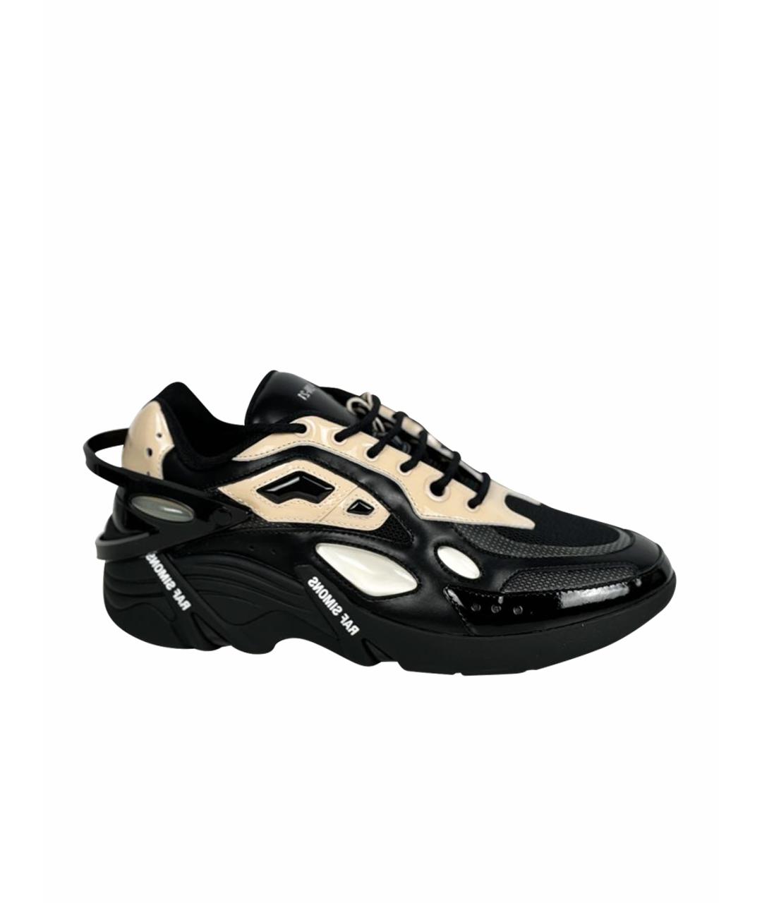 RAF SIMONS Черные кожаные низкие кроссовки / кеды, фото 1