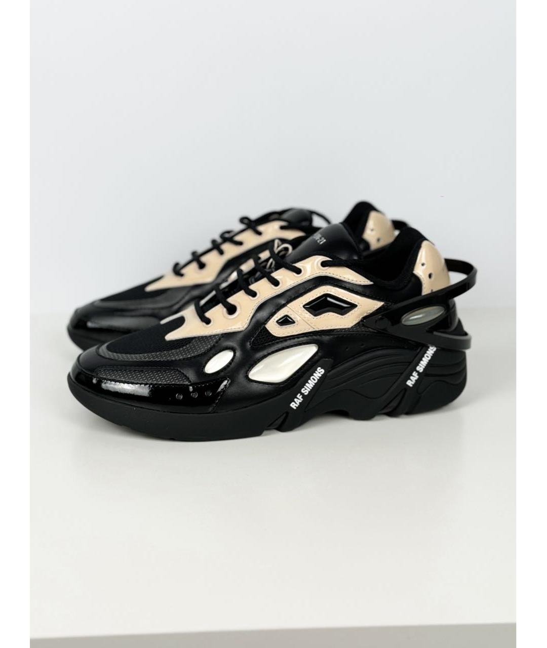 RAF SIMONS Черные кожаные низкие кроссовки / кеды, фото 9