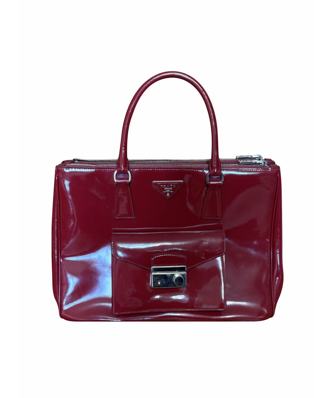PRADA Бордовая сумка с короткими ручками из лакированной кожи, фото 1