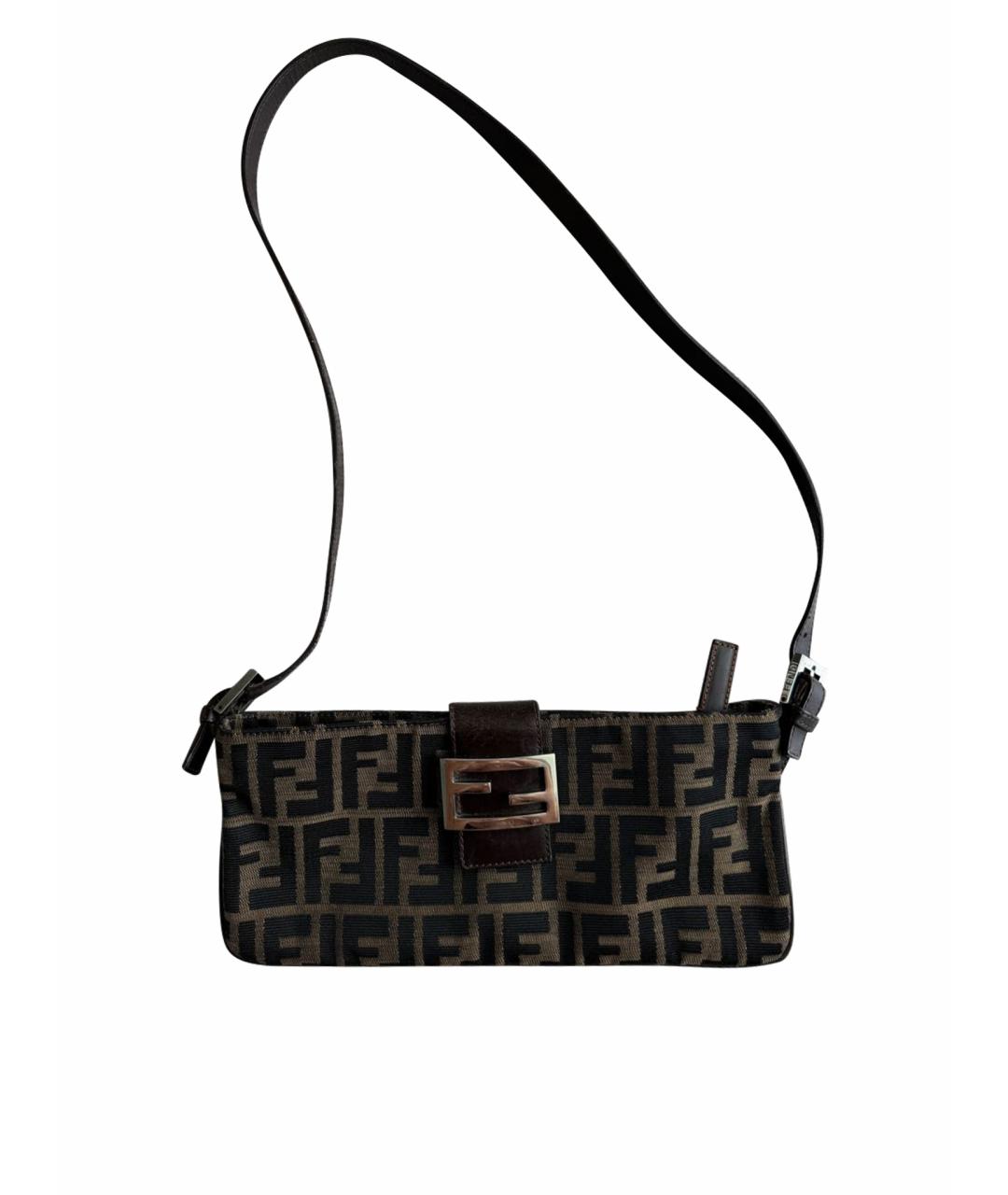 FENDI Коричневая жаккардовая сумка через плечо, фото 9