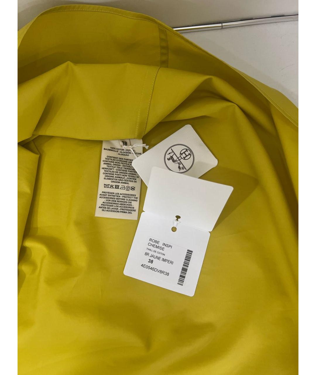 HERMES Горчичное хлопковое повседневное платье, фото 5