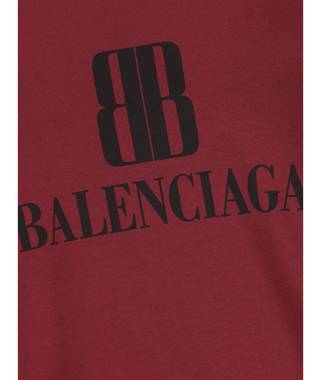 BALENCIAGA Бордовая хлопковая футболка, фото 3