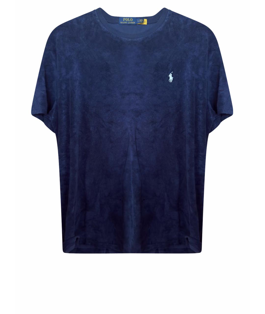 POLO RALPH LAUREN Темно-синяя хлопко-полиэстеровая футболка, фото 1