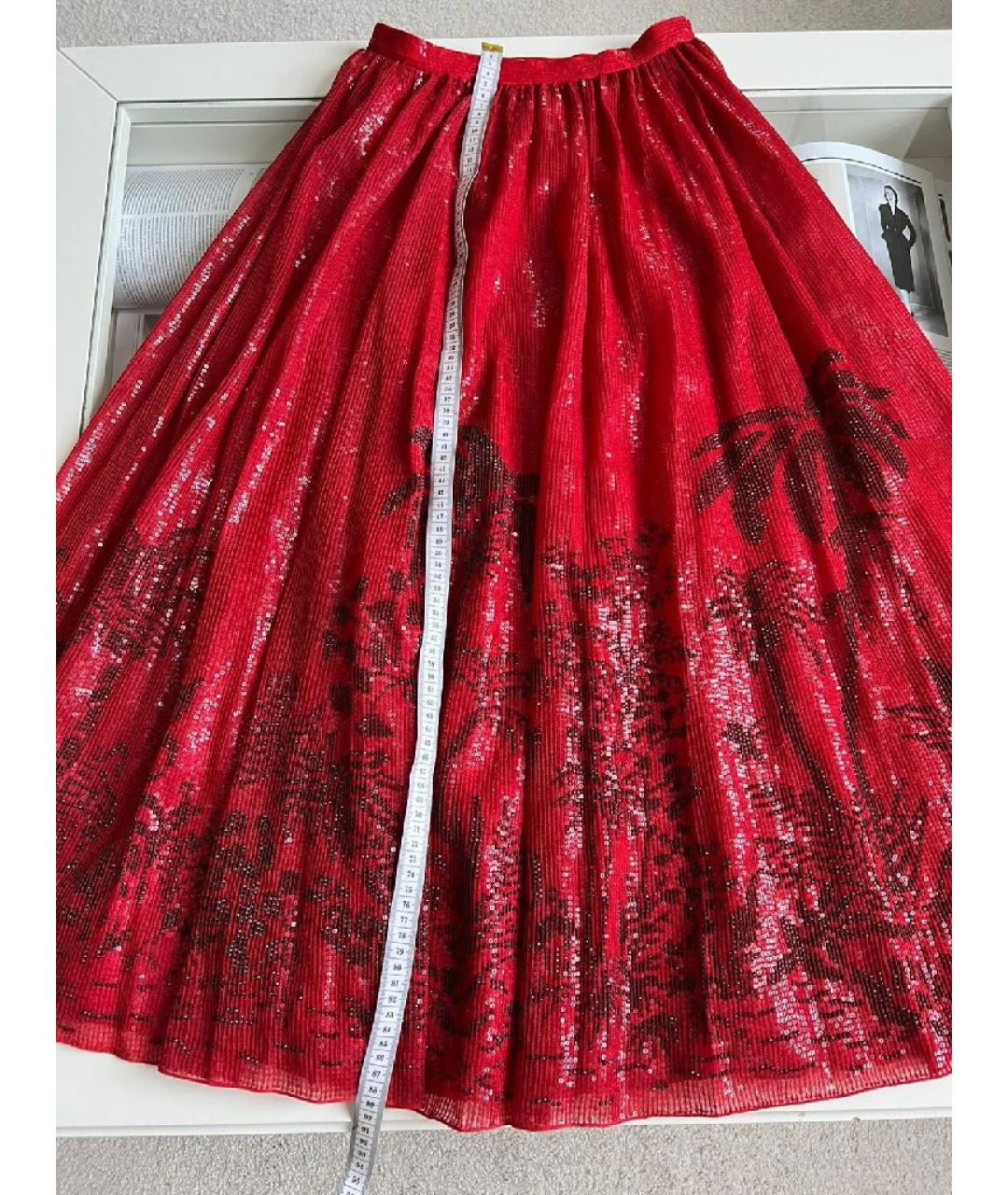 CHRISTIAN DIOR Красная шелковая юбка макси, фото 5