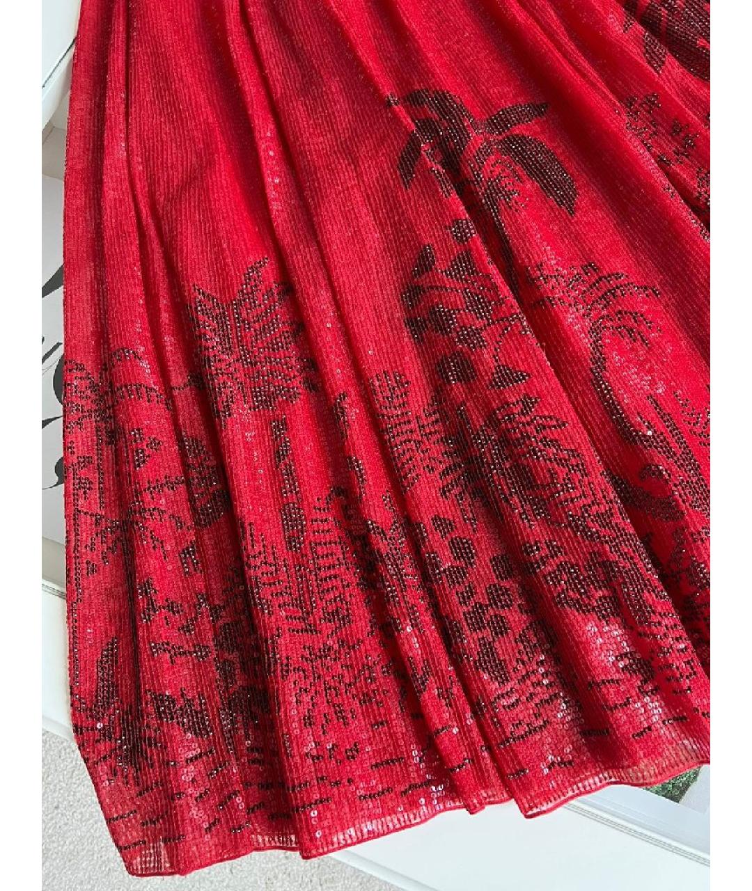 CHRISTIAN DIOR Красная шелковая юбка макси, фото 4