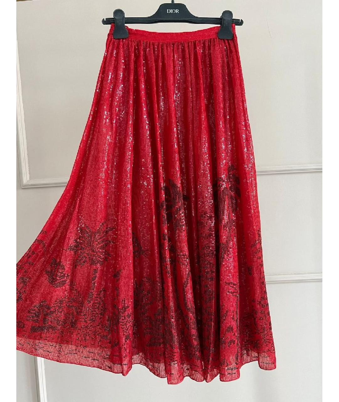 CHRISTIAN DIOR Красная шелковая юбка макси, фото 2