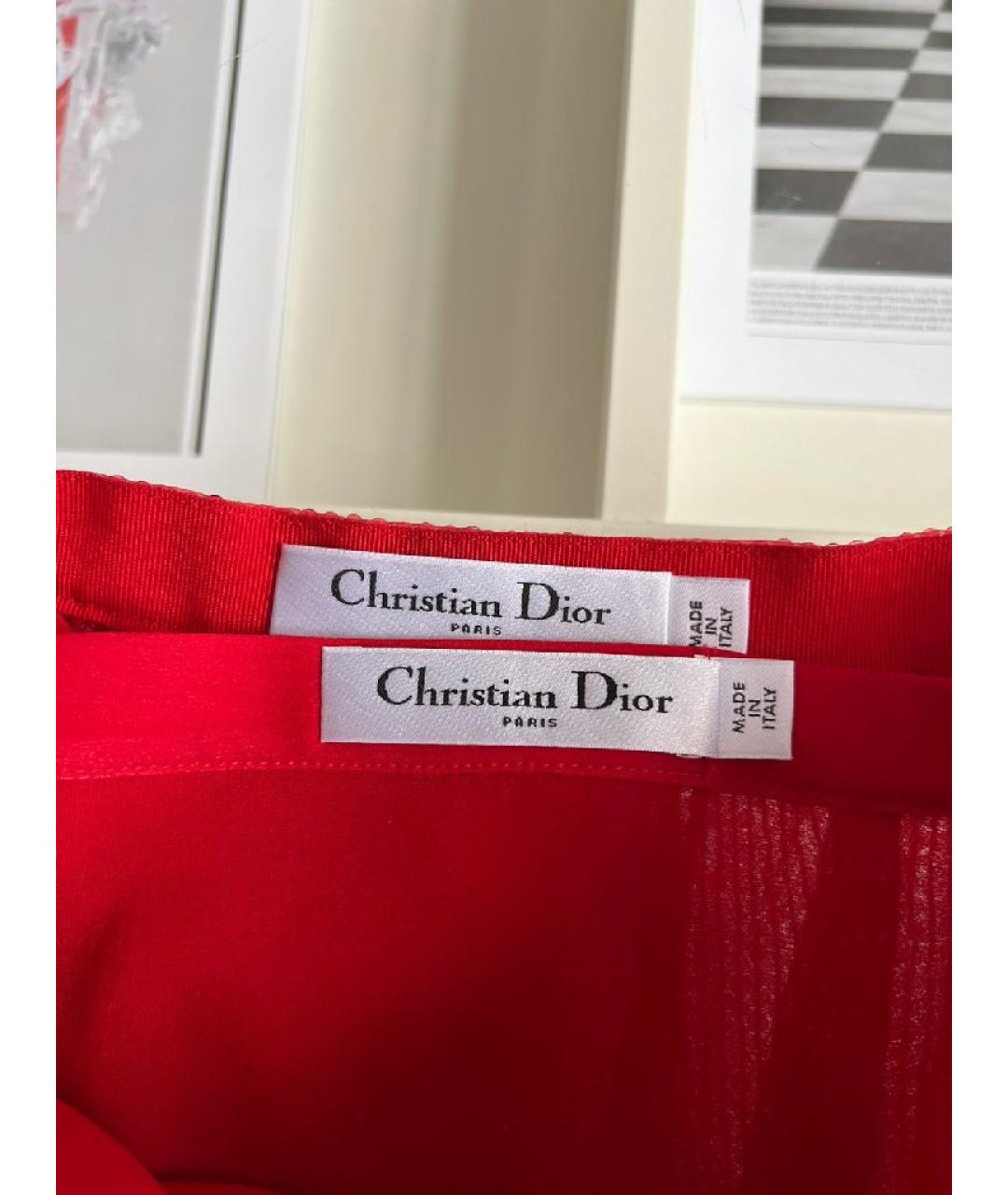 CHRISTIAN DIOR Красная шелковая юбка макси, фото 7